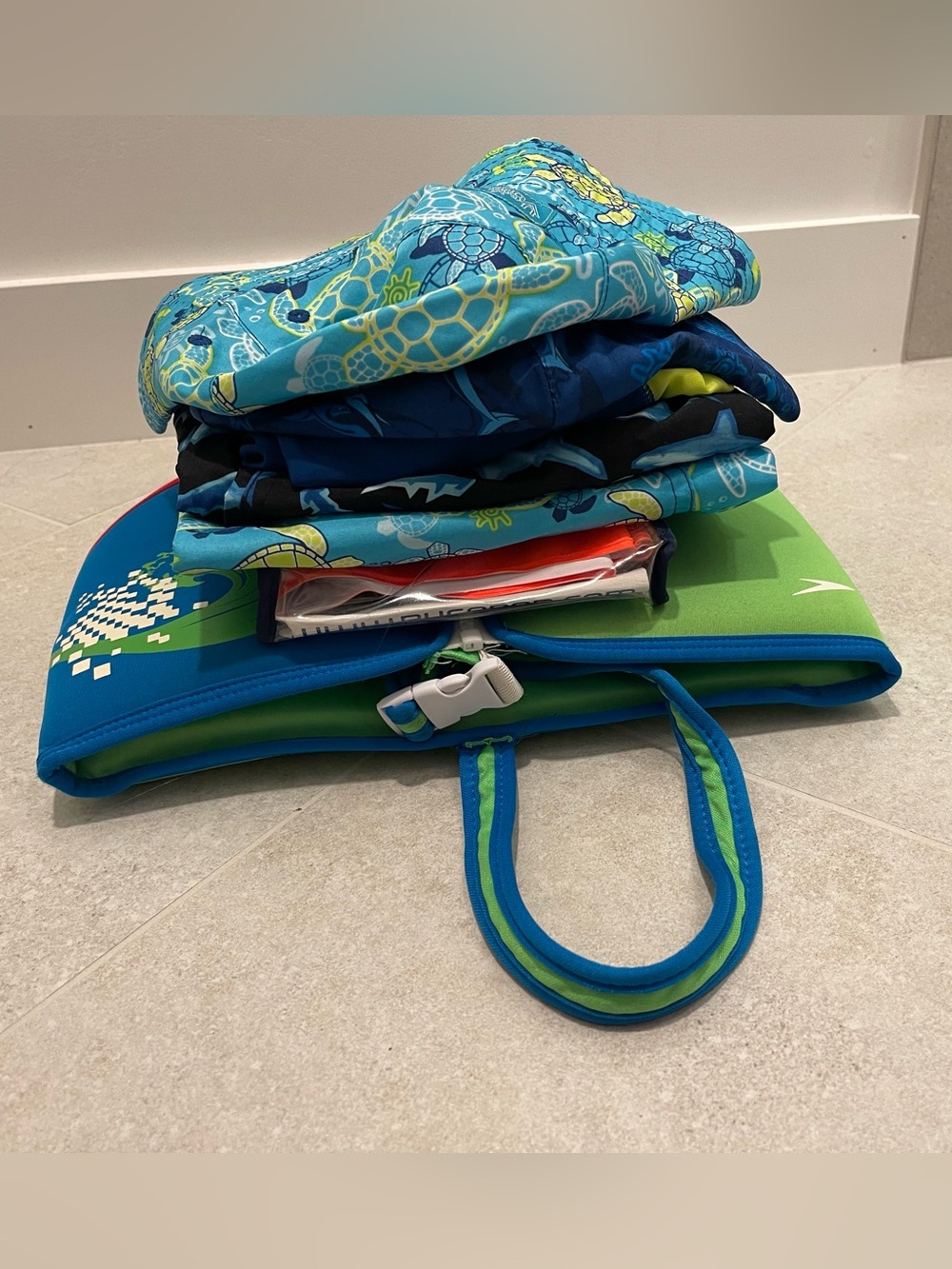 Kids Swim Bag and Blue Turtle Swimwear Set